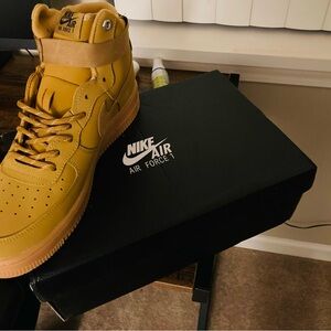 Nike Air Force 1 High Top Sneakers - Mustard Yellow